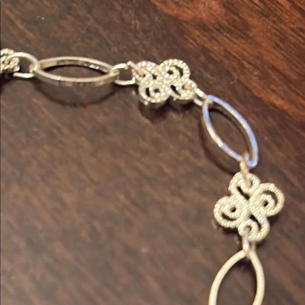 Intricate Silver Bracelet Anklet with Floral Links